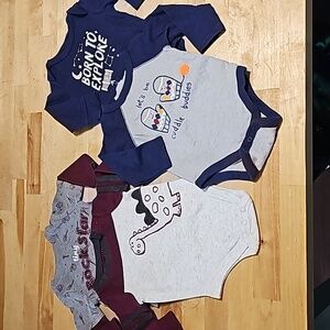 👶 Lot of 4 Baby Boy Long Sleeve Onesies 3-6 Months